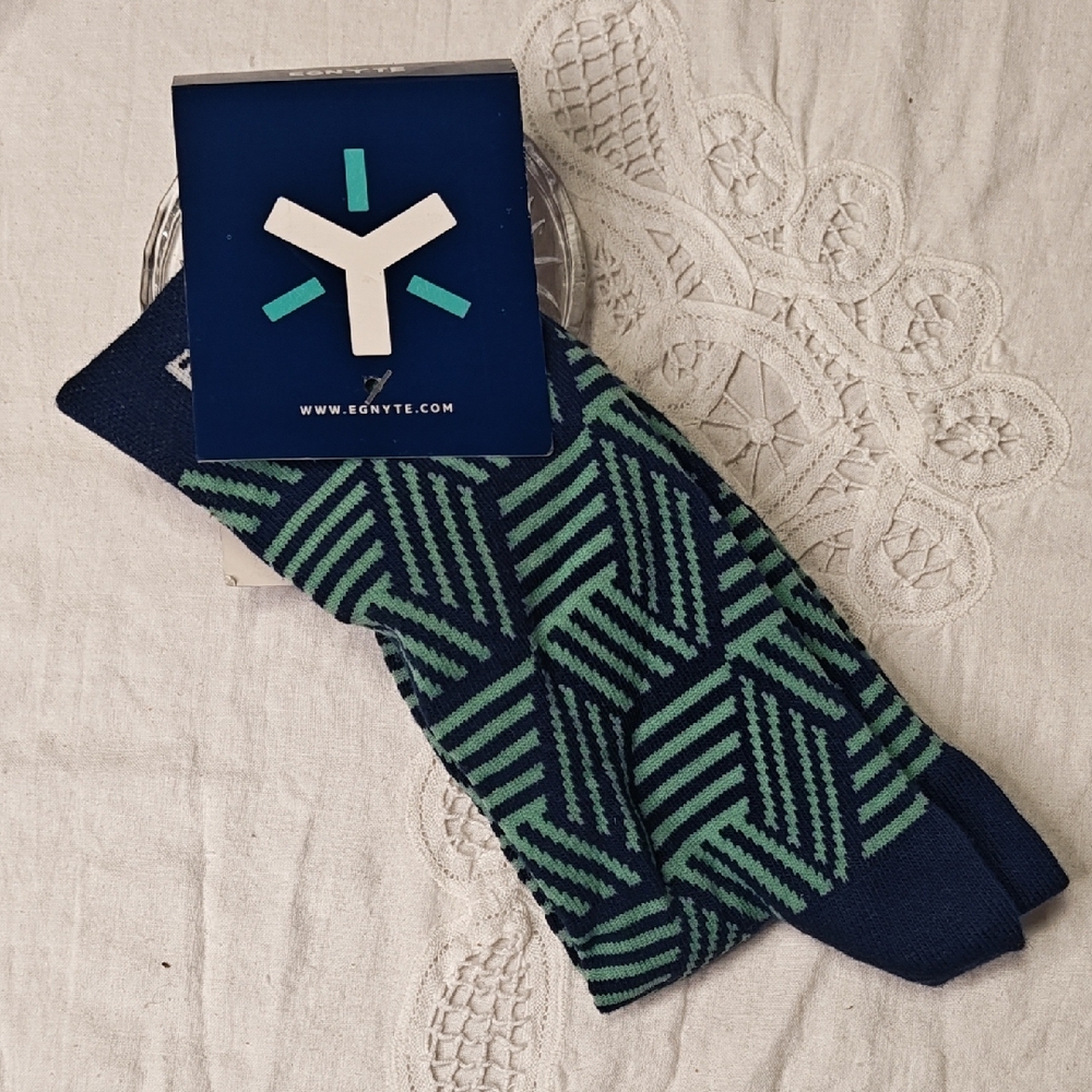 Men's Geometric Navy and Green Socks